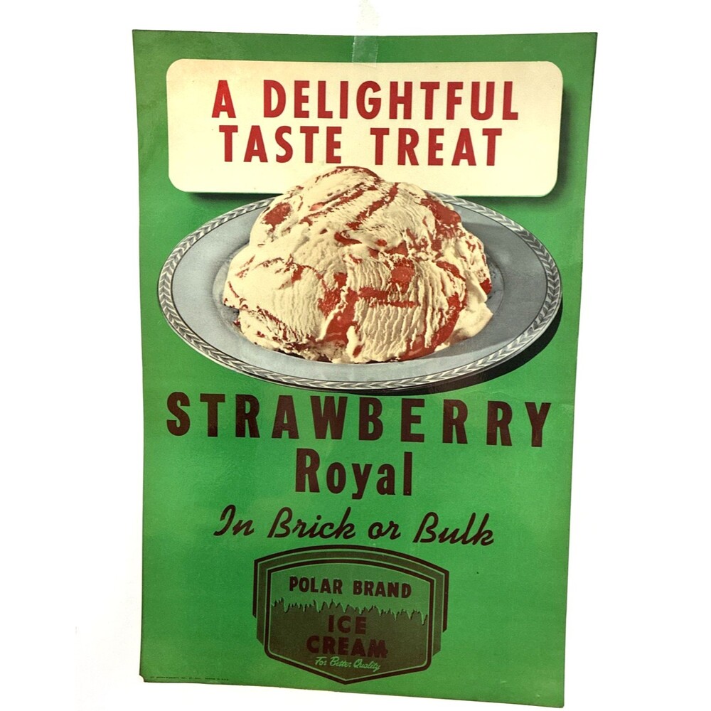 VTG. Advertising Poster Polar Brand Strawberry Royal Ice Cream Laminated 12 X 18
